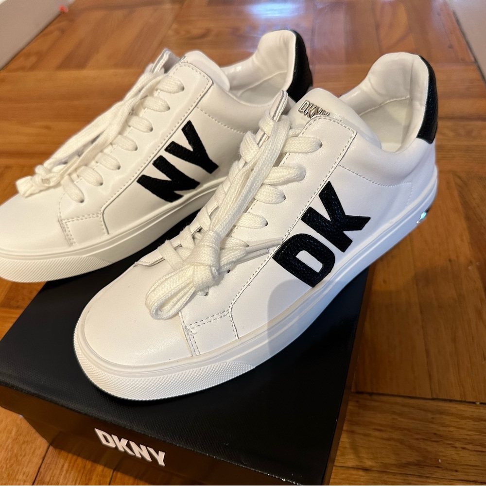 DKNY White Sneakers, Size 8